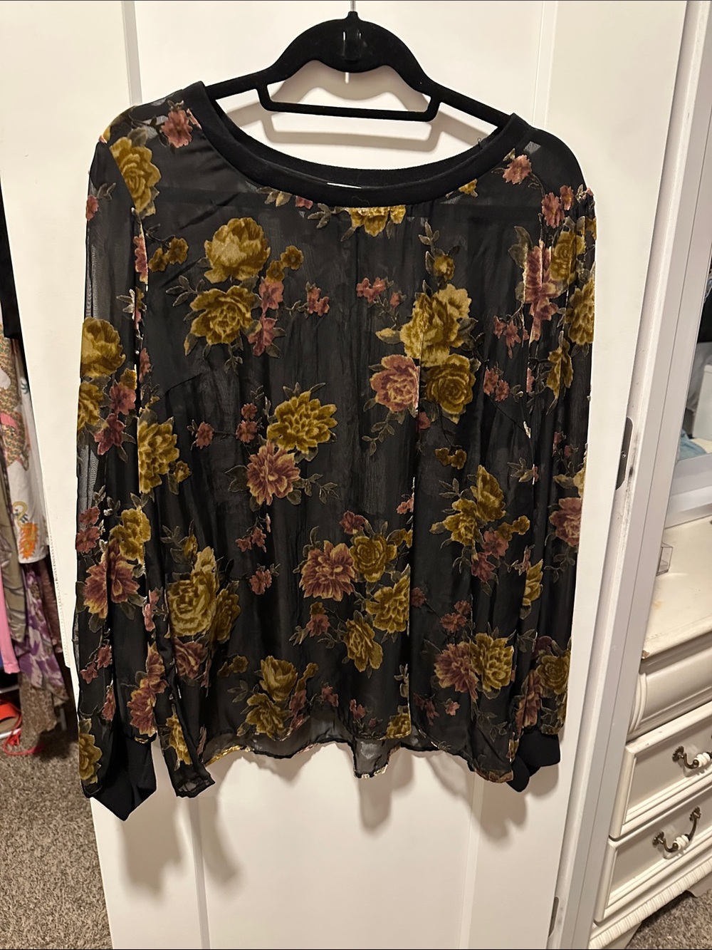 a new day Black Sheer Long-Sleeve Top